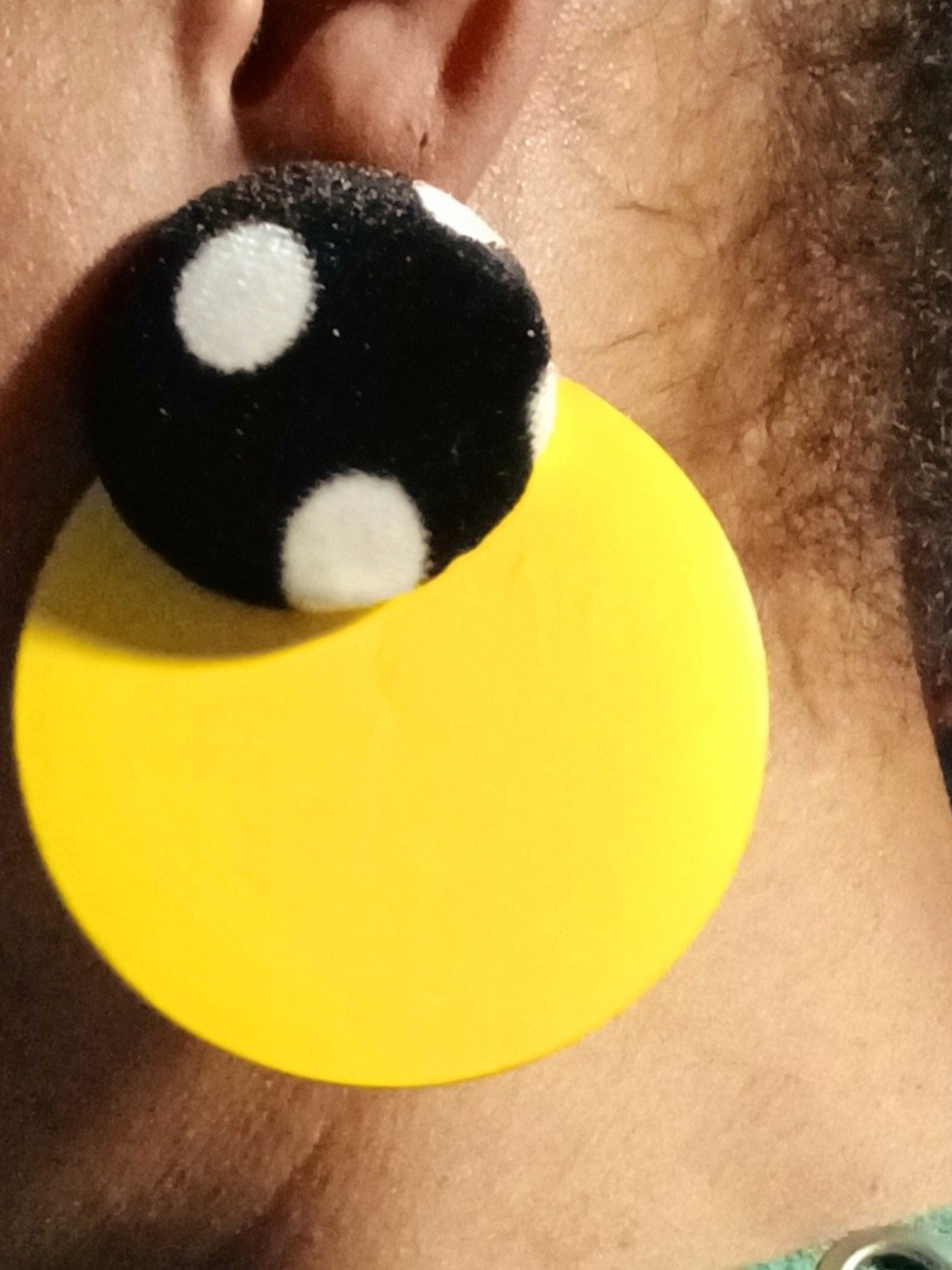 Black & Yellow Polka Dot Drop Earrings